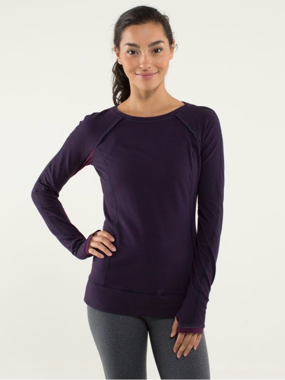 Lululemon Full Tilt Long Sleeves Top- Hyper Stripe Plum/Plum